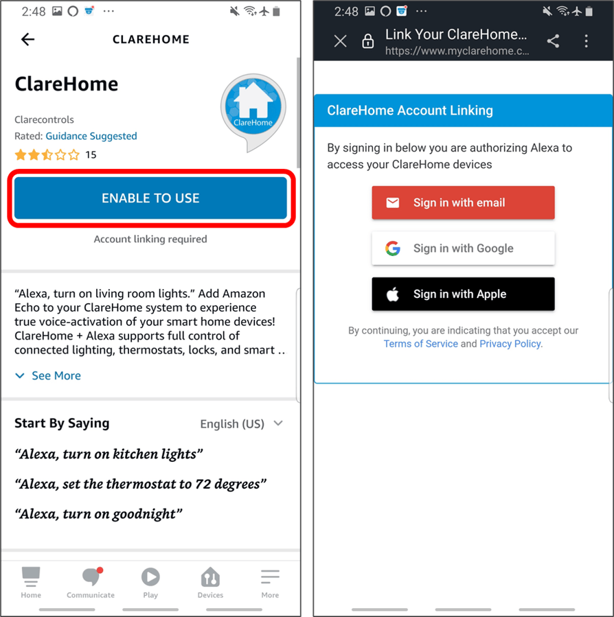 Adding Amazon Alexa Using Android